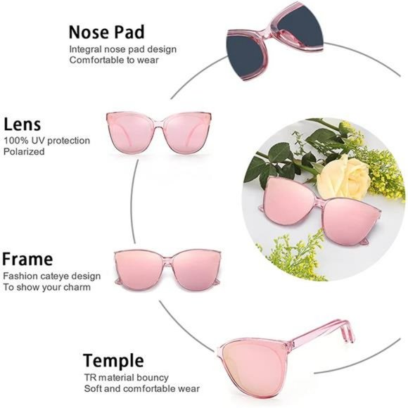 Sunglasses for Women, Polarized Oversized Vintage Eyewear -  UV Protection main image 4